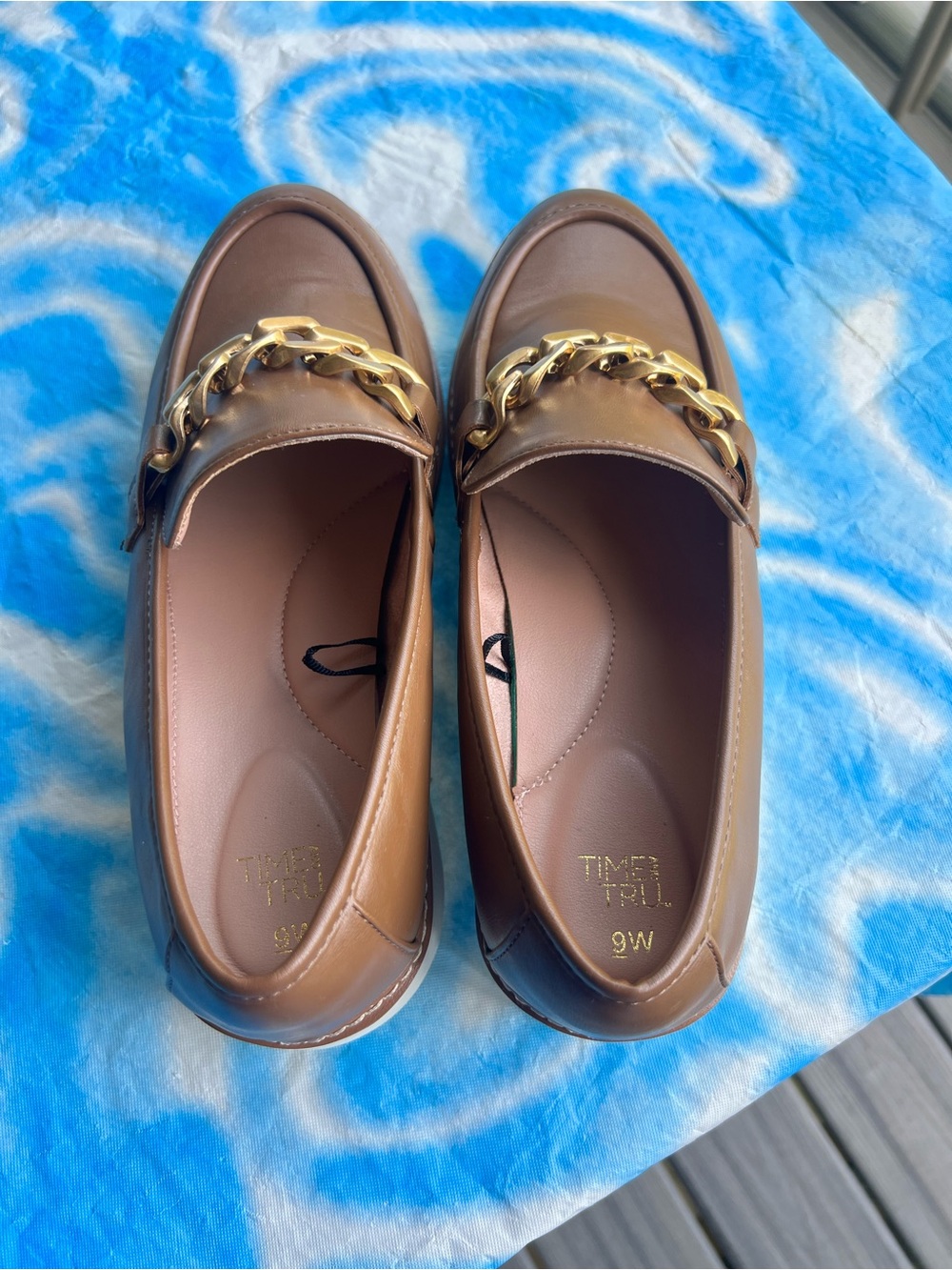 Time and Tru Women's Faux Leather Comfort Loafer with Chain Accent.